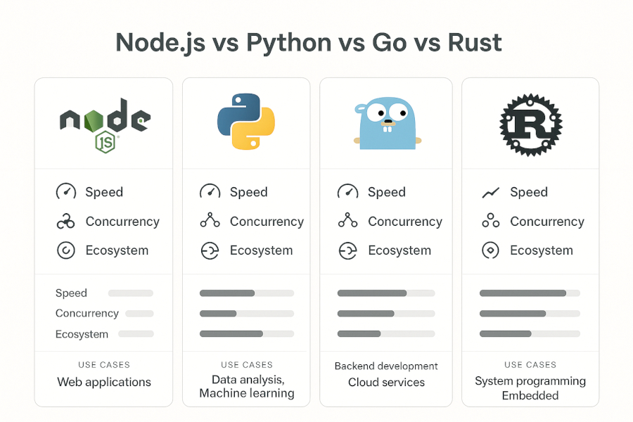 Backend Development: Node.js vs Python vs Go vs Rust — Which One Should You Choose?